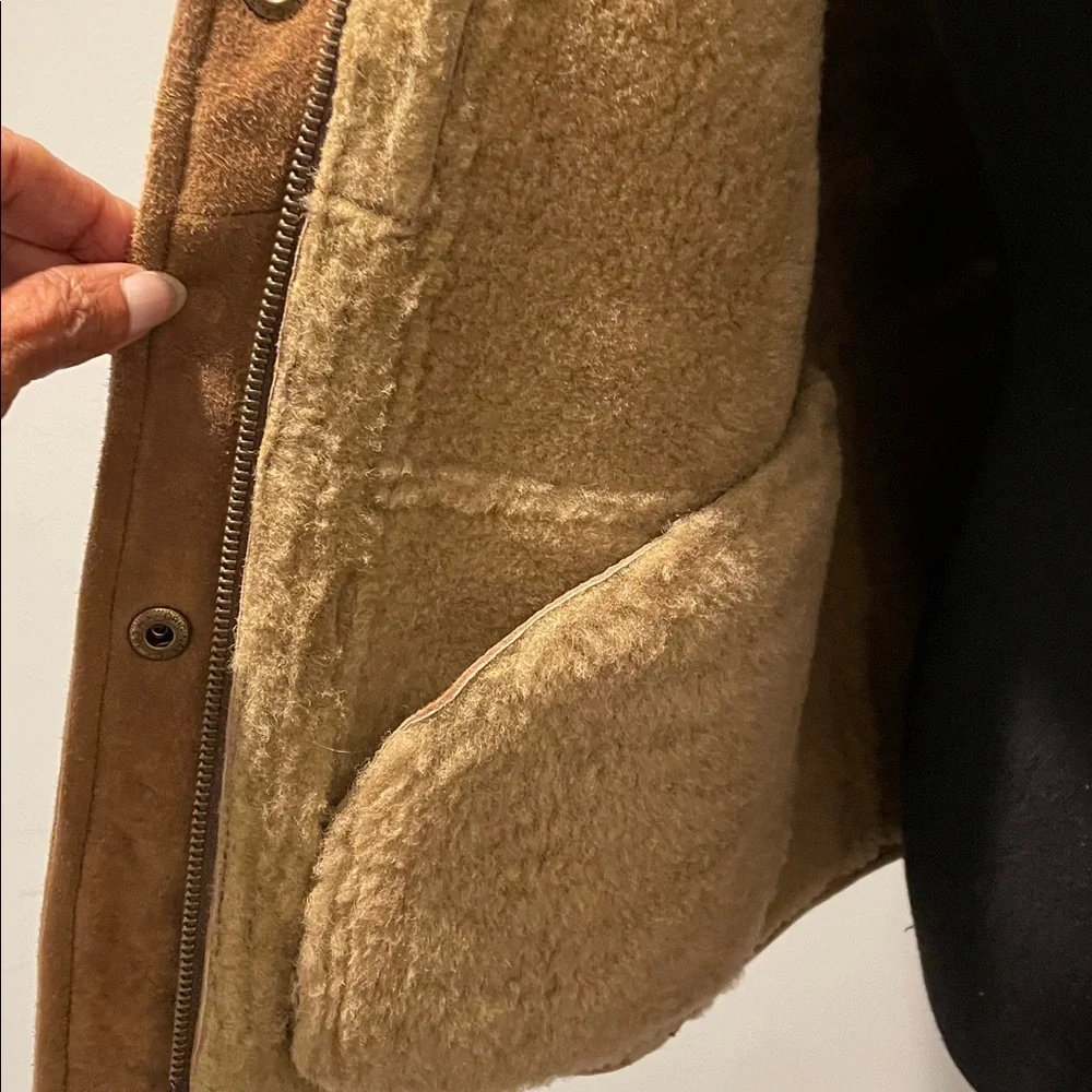 The Territory Ahead Vest Women Size M Tan Genuine Leather Zipper Snaps Cabincore - Picture 5 of 16